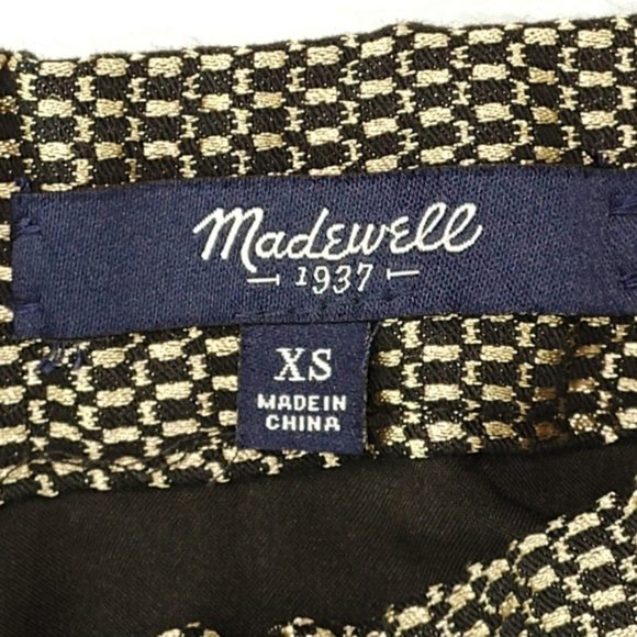 Madewell Jacquard Full Party Skirt Gold/Black Lined Pockets Elastic Wais… - Picture 7 of 8